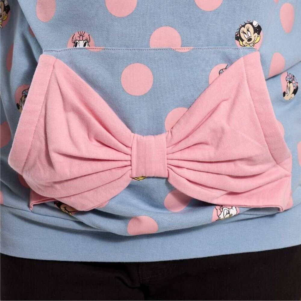 NWT Loungefly Disney Minnie Mouse Medium Pastel Polka Dots French Terry Hoodie - Picture 7 of 15